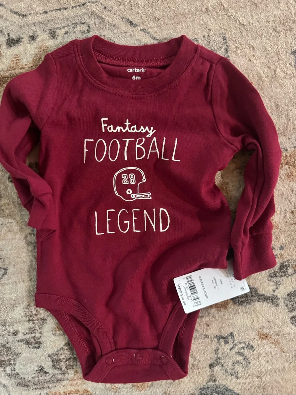 Carter's Burgundy 'Fantasy Football Legend' Long-Sleeve One-Piece